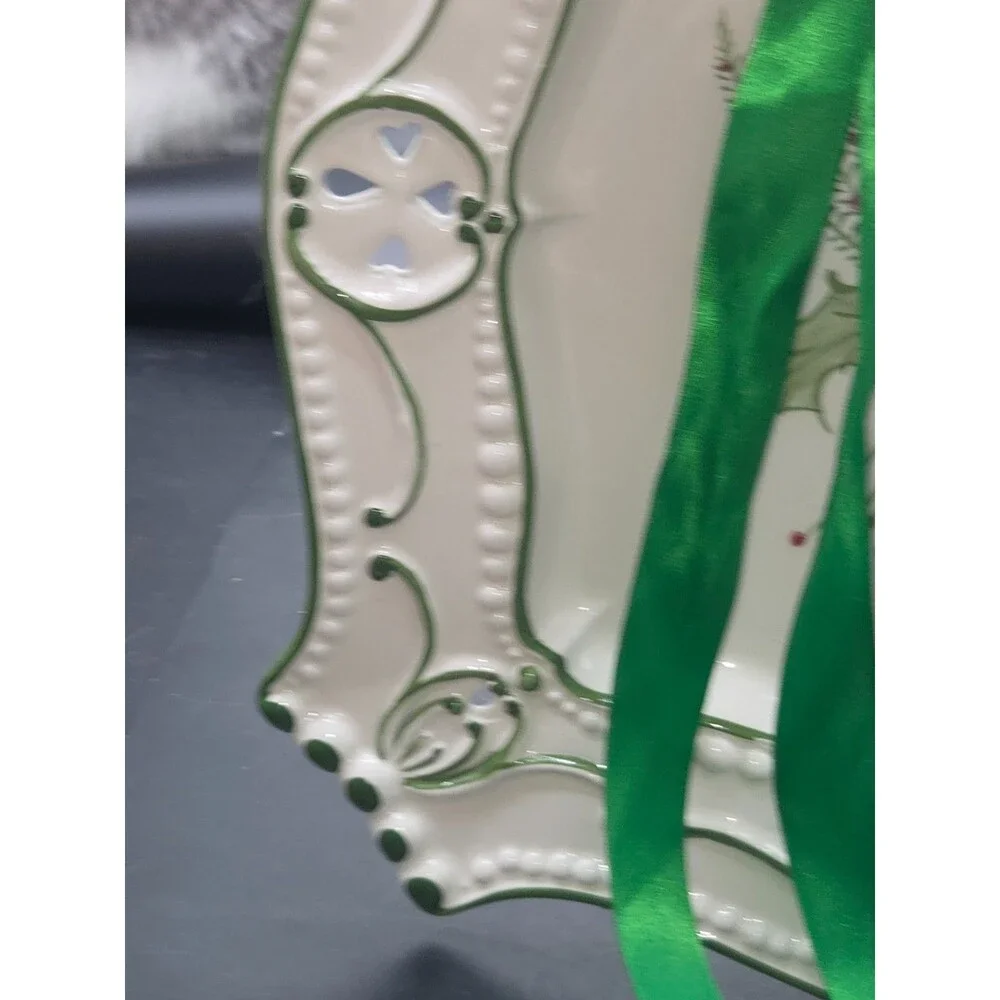 Vintage Hand Painted Ceramic Ceramic Christmas Candle Tray Wall Hanging 12 x 12